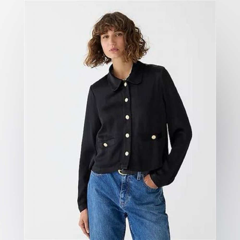 J.Crew Lady shirt-jacket in luster crepe satin BV854